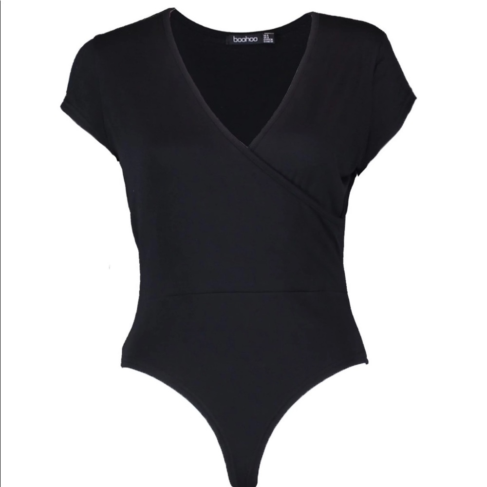 Boohoo petite basic wrap Victors bodysuit - Picture 6 of 7